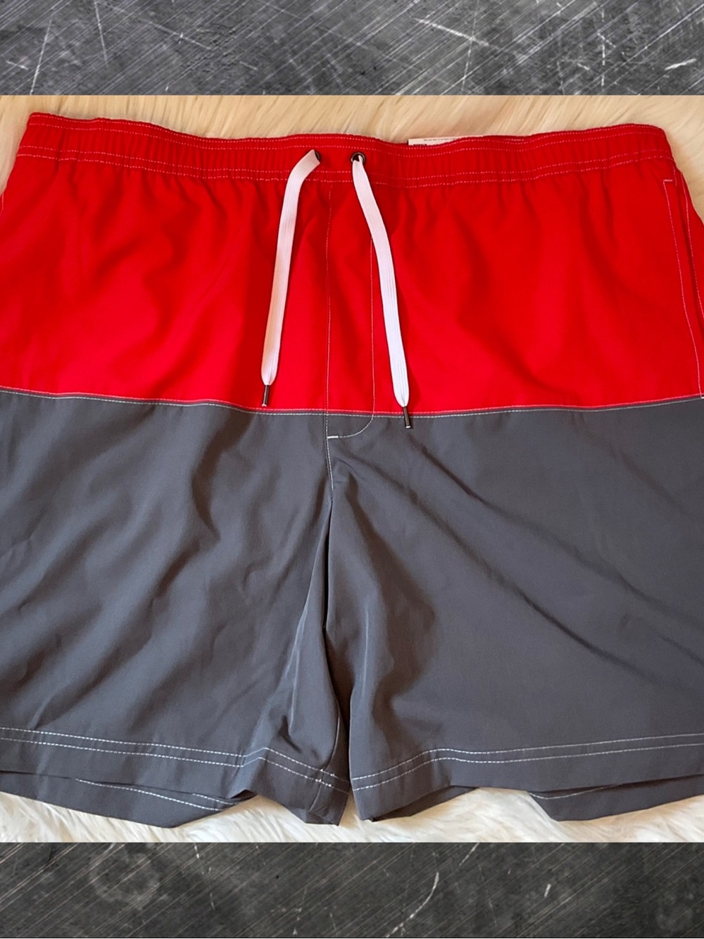 Sonoma Men’s Color Block Swim Trunks - NWT - Size XL - Red/Grey
